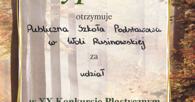 Dyplom dla PSP w Woli Rusinowskiej za udział w Konkursie Plastycznym "Las o świcie"