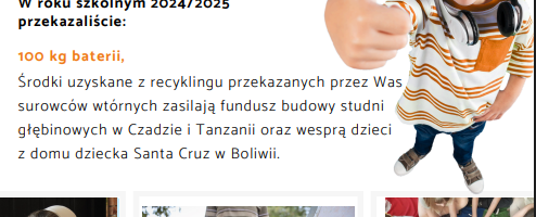 Podziękowanie za udział w akcji "Zbieramto w szkole" w roku szkolnym 2024/2025