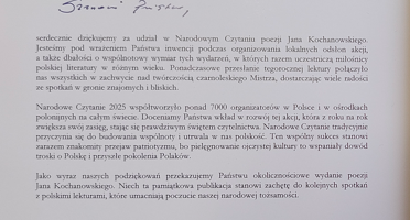 Podziękowanie za udział w Narodowym Czytaniu