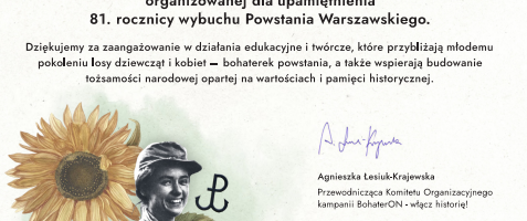 Dyplom dla PSP w Woli Rusinowskiej za udział w akcji BohaterON  w Twojej Szkole 2025