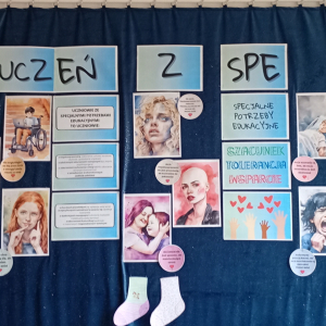 Gazetka przedstawia materiały na temat uczniów ze specjalnymi potrzebami edukacyjnymi