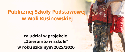 Podziękowanie za udział w projekcie "Zbieramtowszkole" w roku szkolnym 2025/2026