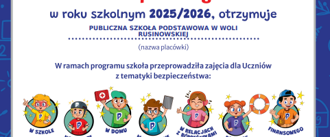 Certyfikat potwierdzający udział w XVII edycji programu edukacyjnego "Akademia Bezpiecznego Puchatka"